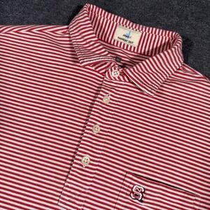 NC State Wolfpack Shirt Mens M Red Striped NCAA Johnnie-O Polo Golf Cotton